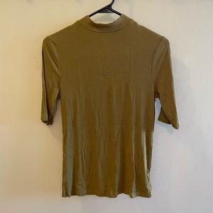 Olive Brown, High-neck, Elbow Sleeve, Ribbed T-shirt from A New Day.